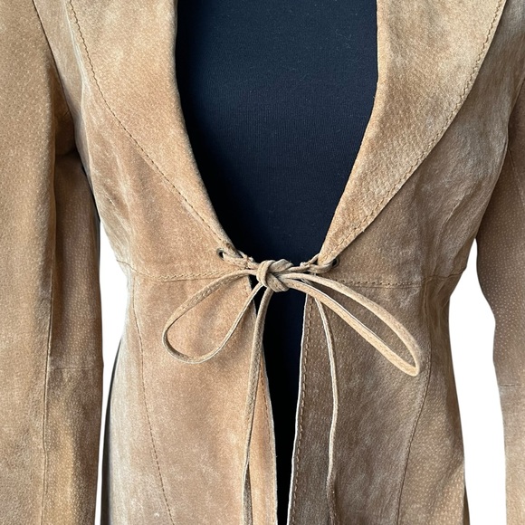 Vintage Wet Seal Leather Suede Penny Lane Style Duster Jacket Tie Closure - Picture 7 of 15